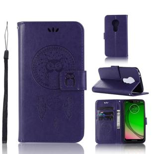 Wind Chime Owl Embossing Pattern Horizontal Flip Leather Case with Holder & Card Slots & Wallet For Motorola Moto G7 Play(Purple)