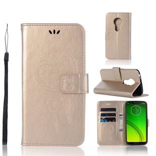 Wind Chime Owl Embossing Pattern Horizontal Flip Leather Case with Holder & Card Slots & Wallet For Motorola Moto G7 Power(Gold)