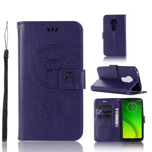 Wind Chime Owl Embossing Pattern Horizontal Flip Leather Case with Holder & Card Slots & Wallet For Motorola Moto G7 Power(Purple)