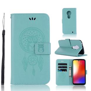 Wind Chime Owl Embossing Pattern Horizontal Flip Leather Case with Holder & Card Slots & Wallet For Motorola Moto G7(Green)