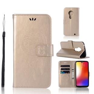 Wind Chime Owl Embossing Pattern Horizontal Flip Leather Case with Holder & Card Slots & Wallet For Motorola Moto G7(Gold)