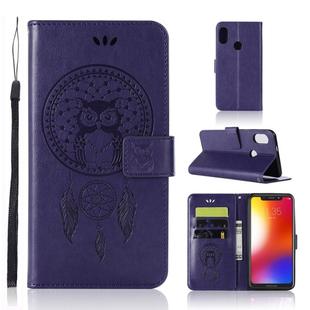 Wind Chime Owl Embossing Pattern Horizontal Flip Leather Case with Holder & Card Slots & Wallet For Motorola Moto One (P30 Play)(Purple)