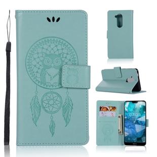 Wind Chime Owl Embossing Pattern Horizontal Flip Leather Case with Holder & Card Slots & Wallet For Nokia 8.1 / X7(Green)