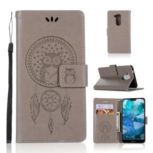 Wind Chime Owl Embossing Pattern Horizontal Flip Leather Case with Holder & Card Slots & Wallet For Nokia 8.1 / X7(Grey)