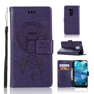 Wind Chime Owl Embossing Pattern Horizontal Flip Leather Case with Holder & Card Slots & Wallet For Nokia 8.1 / X7(Purple)