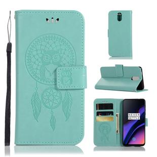 Wind Chime Owl Embossing Pattern Horizontal Flip Leather Case with Holder & Card Slots & Wallet For OnePlus 6T(Green)