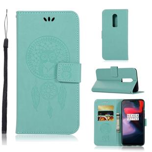 Wind Chime Owl Embossing Pattern Horizontal Flip Leather Case with Holder & Card Slots & Wallet For OnePlus 6(Green)