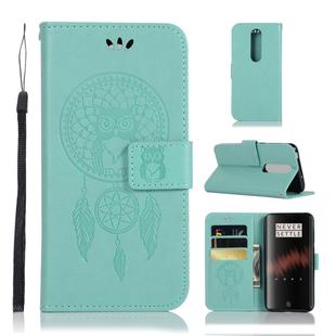 Wind Chime Owl Embossing Pattern Horizontal Flip Leather Case with Holder & Card Slots & Wallet For OnePlus 7(Green)