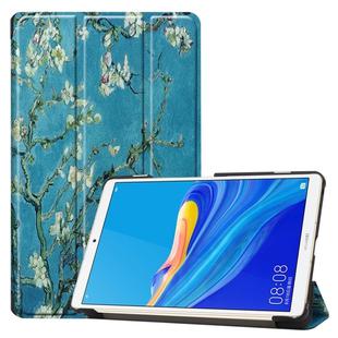 Colored Pattern Drawing Horizontal Flip PU Leather Case for Huawei MediaPad M6 8.4 2019, with Three-folding Holder & Sleep / Wake-up Function(Apricot Flower)