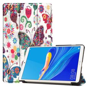 Colored Pattern Drawing Horizontal Flip PU Leather Case for Huawei MediaPad M6 8.4 2019, with Three-folding Holder & Sleep / Wake-up Function(Butterfly)
