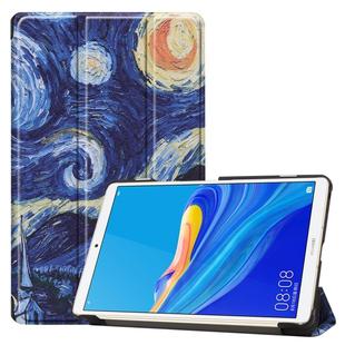 Colored Pattern Drawing Horizontal Flip PU Leather Case for Huawei MediaPad M6 8.4 2019, with Three-folding Holder & Sleep / Wake-up Function(Starry Sky)