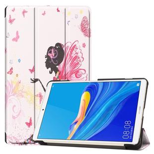 Colored Pattern Drawing Horizontal Flip PU Leather Case for Huawei MediaPad M6 8.4 2019, with Three-folding Holder & Sleep / Wake-up Function(Elf Gril)