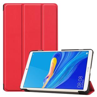 Custer Texture Colored Drawing Horizontal Flip PU Leather Case for Huawei MediaPad M6 8.4 2019, with Three-folding Holder & Sleep / Wake-up Function(Red)