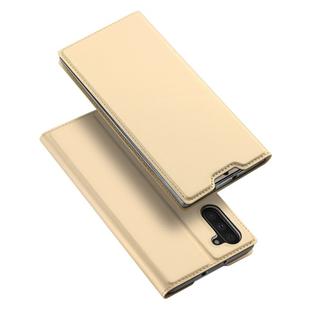 DUX DUCIS Skin Pro Series Horizontal Flip PU + TPU Leather Case with Holder & Card Slots for Galaxy Note 10(Gold)
