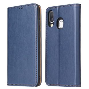 Fierre Shann Dermis Texture PU +TPU Horizontal Flip Leather Case with Holder & Card Slots & Wallet For Galaxy A40(Blue)