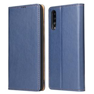 Fierre Shann Dermis Texture PU +TPU Horizontal Flip Leather Case with Holder & Card Slots & Wallet For Galaxy A50(Blue)