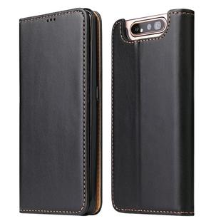 Fierre Shann Dermis Texture PU +TPU Horizontal Flip Leather Case with Holder & Card Slots & Wallet For Galaxy A80(Black)