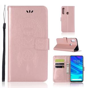 Wind Chime Owl Embossing Pattern Horizontal Flip Leather Case with Holder & Card Slots & Wallet For Huawei P Smart Z(Rose Gold)