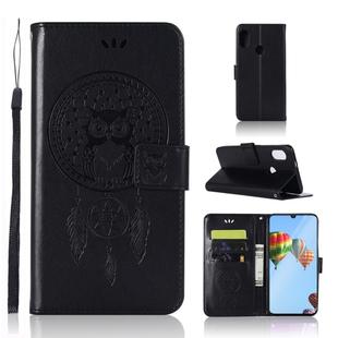 Wind Chime Owl Embossing Pattern Horizontal Flip Leather Case with Holder & Card Slots & Wallet For Huawei P30 Lite(Black)