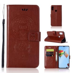 Wind Chime Owl Embossing Pattern Horizontal Flip Leather Case with Holder & Card Slots & Wallet For Huawei P30 Lite(Brown)