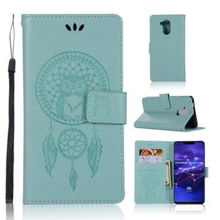 Wind Chime Owl Embossing Pattern Horizontal Flip Leather Case with Holder & Card Slots & Wallet For Huawei Mate 20 Lite(Green)