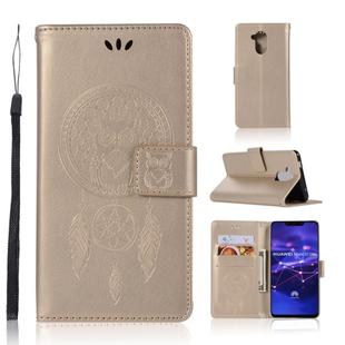 Wind Chime Owl Embossing Pattern Horizontal Flip Leather Case with Holder & Card Slots & Wallet For Huawei Mate 20 Lite(Gold)