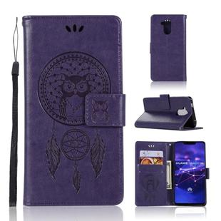 Wind Chime Owl Embossing Pattern Horizontal Flip Leather Case with Holder & Card Slots & Wallet For Huawei Mate 20 Lite(Purple)