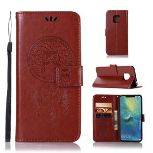 Wind Chime Owl Embossing Pattern Horizontal Flip Leather Case with Holder & Card Slots & Wallet For Huawei Mate 20 Pro(Brown)