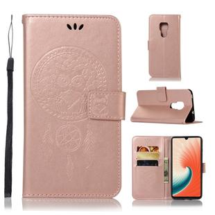 Wind Chime Owl Embossing Pattern Horizontal Flip Leather Case with Holder & Card Slots & Wallet For Huawei Mate 20(Rose Gold)
