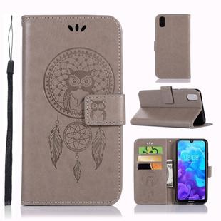Wind Chime Owl Embossing Pattern Horizontal Flip Leather Case with Holder & Card Slots & Wallet For Huawei Y5 (2019) / Honor 8s(Grey)