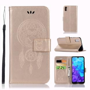 Wind Chime Owl Embossing Pattern Horizontal Flip Leather Case with Holder & Card Slots & Wallet For Huawei Y5 (2019) / Honor 8s(Gold)