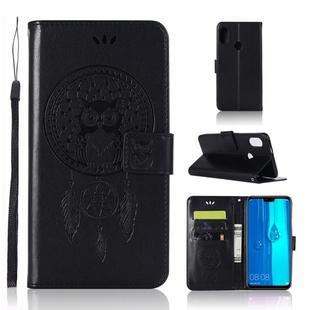 Wind Chime Owl Embossing Pattern Horizontal Flip Leather Case with Holder & Card Slots & Wallet For Huawei Y9 (2019) / Enjoy 9 Plus(Black)