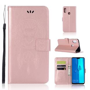 Wind Chime Owl Embossing Pattern Horizontal Flip Leather Case with Holder & Card Slots & Wallet For Huawei Y9 (2019) / Enjoy 9 Plus(Rose Gold)