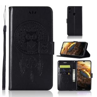 Wind Chime Owl Embossing Pattern Horizontal Flip Leather Case with Holder & Card Slots & Wallet For Huawei Honor Play 8A(Black)