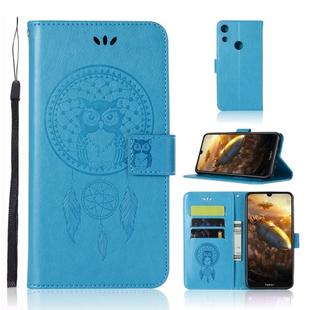 Wind Chime Owl Embossing Pattern Horizontal Flip Leather Case with Holder & Card Slots & Wallet For Huawei Honor Play 8A(Blue)