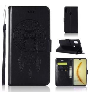Wind Chime Owl Embossing Pattern Horizontal Flip Leather Case with Holder & Card Slots & Wallet For Huawei Honor 10 Lite(Black)