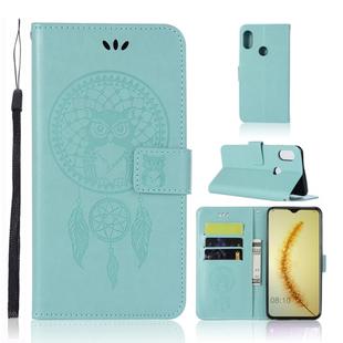 Wind Chime Owl Embossing Pattern Horizontal Flip Leather Case with Holder & Card Slots & Wallet For Huawei Honor 10 Lite(Green)