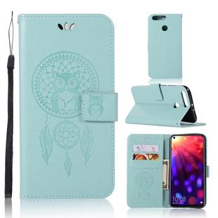 Wind Chime Owl Embossing Pattern Horizontal Flip Leather Case with Holder & Card Slots & Wallet For Huawei Honor View 20(Green)