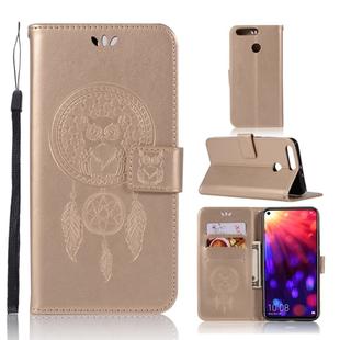 Wind Chime Owl Embossing Pattern Horizontal Flip Leather Case with Holder & Card Slots & Wallet For Huawei Honor View 20(Gold)