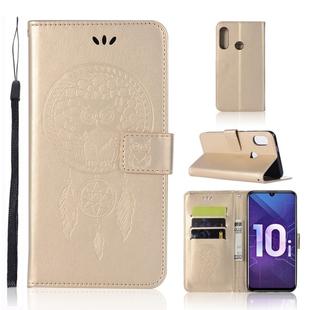 Wind Chime Owl Embossing Pattern Horizontal Flip Leather Case with Holder & Card Slots & Wallet For Huawei Honor 10i / Honor 20 Lite(Gold)