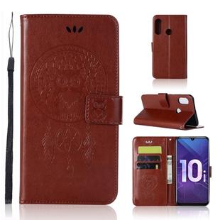 Wind Chime Owl Embossing Pattern Horizontal Flip Leather Case with Holder & Card Slots & Wallet For Huawei Honor 10i / Honor 20 Lite(Brown)