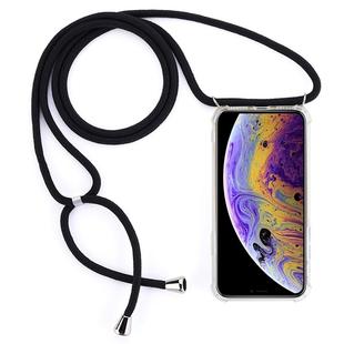 For iPhone X / XS Four-Corner Anti-Fall Trasparent TPU Mobile Phone Case With Lanyard(Black)