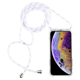 For iPhone X / XS Four-Corner Anti-Fall Trasparent TPU Mobile Phone Case With Lanyard(White)