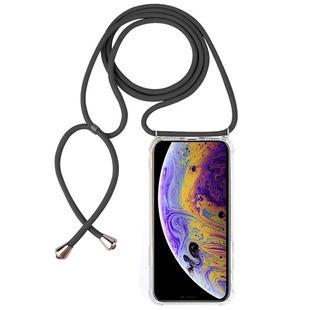For iPhone X / XS Four-Corner Anti-Fall Trasparent TPU Mobile Phone Case With Lanyard(Grey)