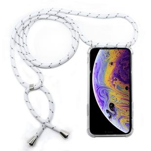 For iPhone X / XS Four-Corner Anti-Fall Transparent TPU Mobile Phone Case With Lanyard(White Grey)