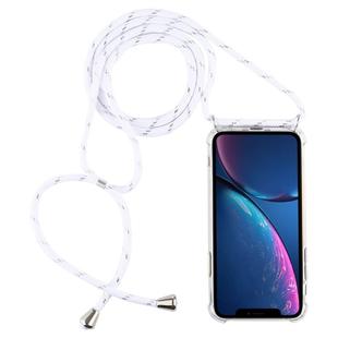For iPhone XR Four-Corner Anti-Fall Transparent TPU Mobile Phone Case With Lanyard(White)