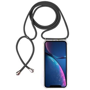 For iPhone XR Four-Corner Anti-Fall Transparent TPU Mobile Phone Case With Lanyard(Grey)