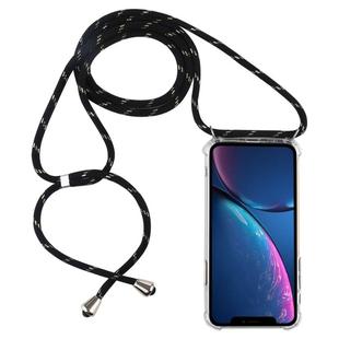 For iPhone XR Four-Corner Anti-Fall Transparent TPU Mobile Phone Case With Lanyard(Black Gold)