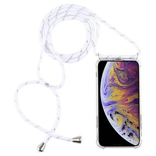 For iPhone XS Max Four-Corner Anti-Fall Transparent TPU Mobile Phone Case With Lanyard(White)