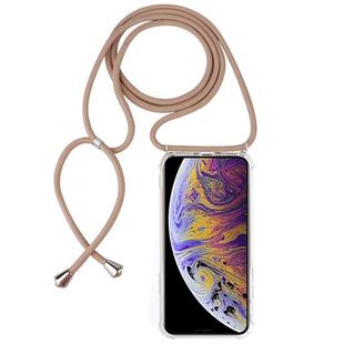 For iPhone XS Max Four-Corner Anti-Fall Transparent TPU Mobile Phone Case With Lanyard(Beige)